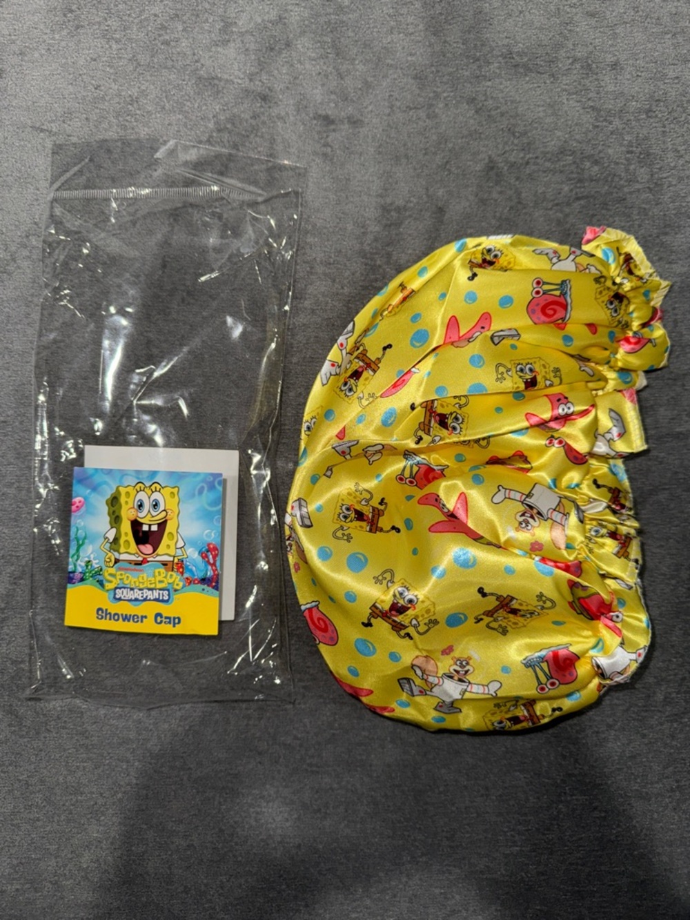 SpongeBob SquarePants- NWT Patterned Satin Shower Cap/Bonnet - Picture 3 of 11